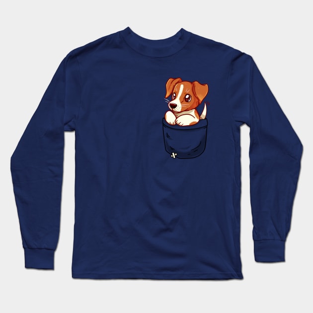 Pocket Cute Jack Russell Terrier Long Sleeve T-Shirt by TechraPockets